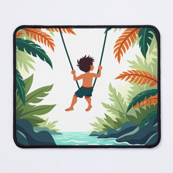 Item preview, Child on Jungle Swing - Tropical Adventure Over River designed and sold by Prints by Mat.
