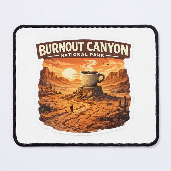 Item preview, Burnout Canyon National Park Sticker | Funny Coffee Lover Vintage Travel Poster | Burnout Humor Gift designed and sold by MrDev.