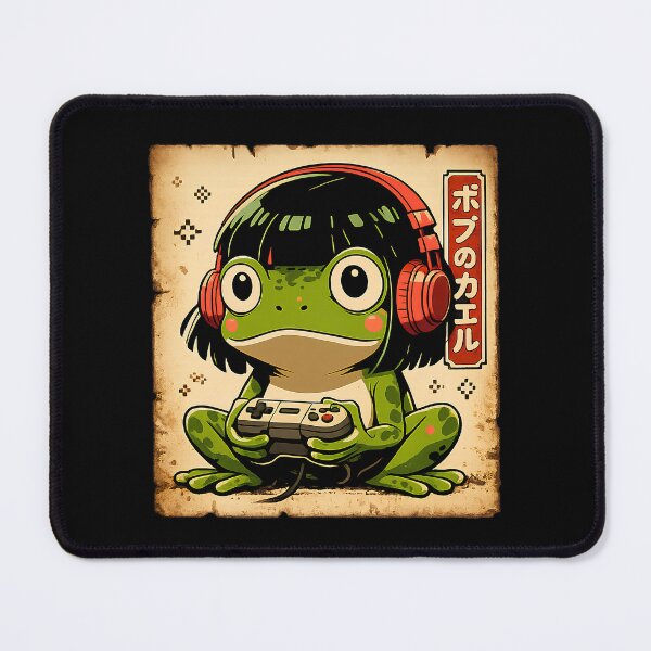 Item preview, Retro Gamer Frog With Bob Haircut designed and sold by LunaMagicStudio.