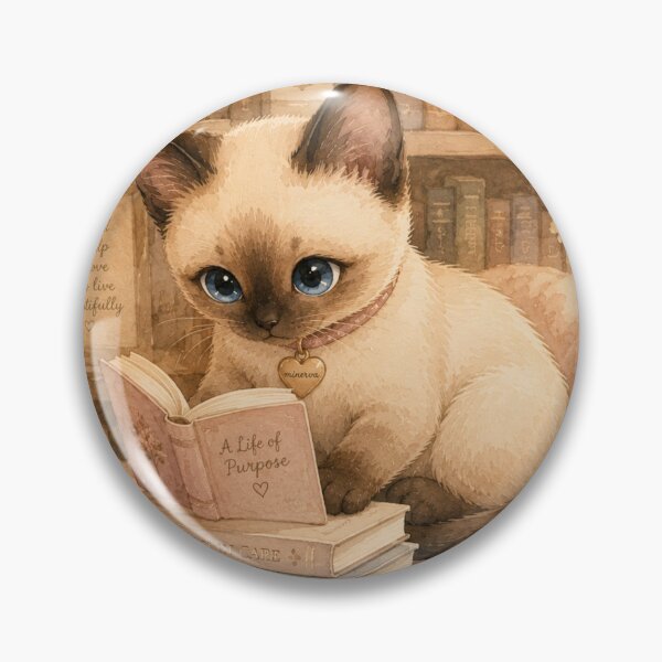 Item preview, Siamese Cat Reading Books Cozy Library designed and sold by Nathalie-Frias.