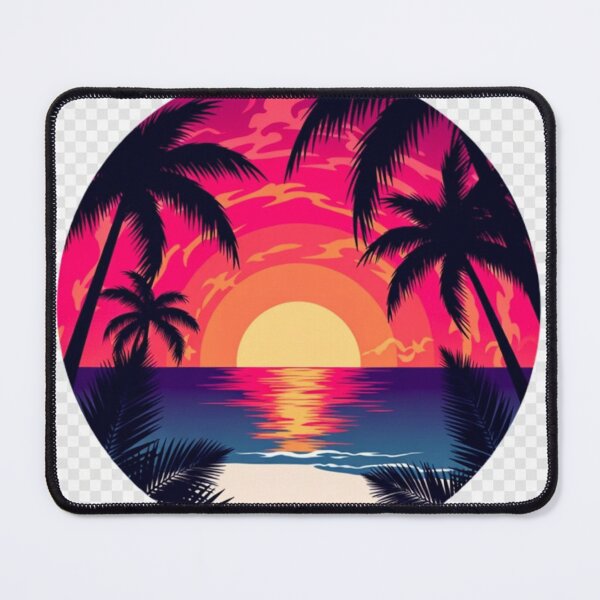 Item preview, Retro Tropical Sunset Beach with Palm Trees | Neon Summer Paradise designed and sold by GalleryPeak.