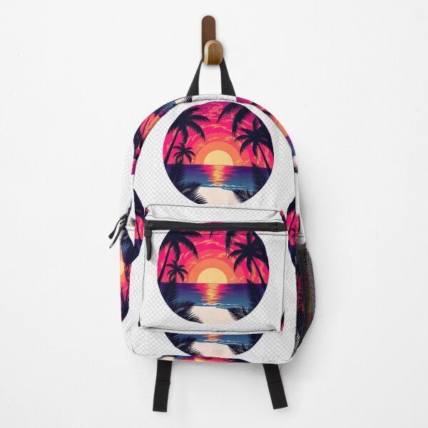 Item preview, Retro Tropical Sunset Beach with Palm Trees | Neon Summer Paradise designed and sold by GalleryPeak.