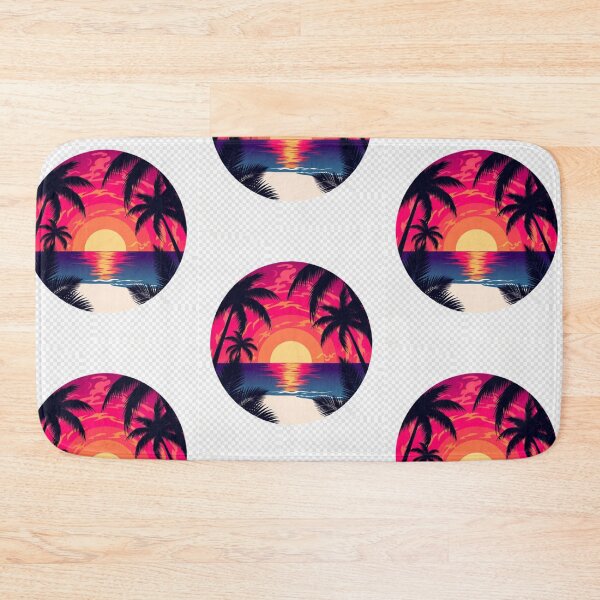 Item preview, Retro Tropical Sunset Beach with Palm Trees | Neon Summer Paradise designed and sold by GalleryPeak.