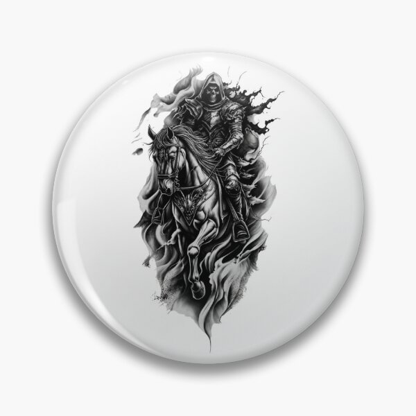 Item preview, Dark Grim Reaper Horseman Gothic Fantasy Skull Rider Black & White designed and sold by Redshop04.