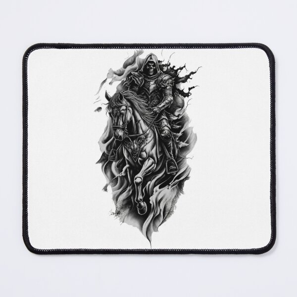 Item preview, Dark Grim Reaper Horseman Gothic Fantasy Skull Rider Black & White designed and sold by Redshop04.