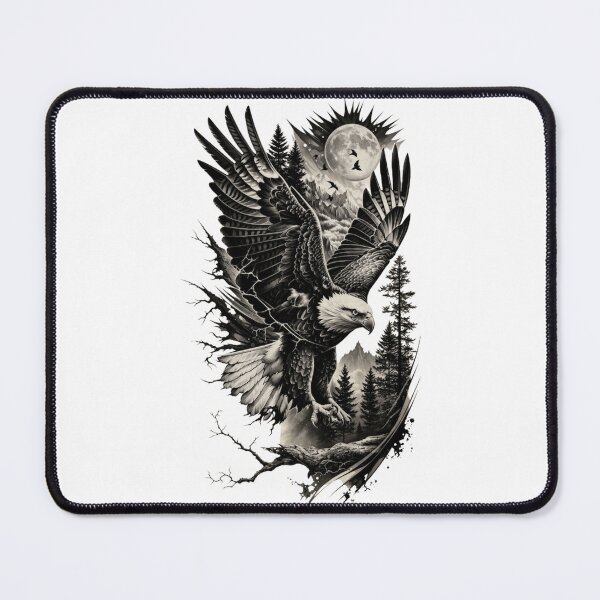 Item preview, Majestic Bald Eagle Under Moonlight – Dark Forest Wildlife Art designed and sold by Redshop04.