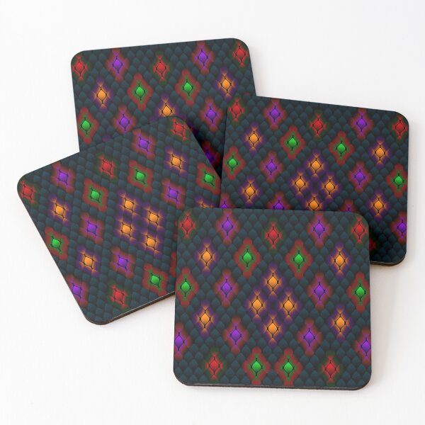 Item preview, Glowing Jewel Scale Pattern - Dark Rainbow Mosaic Seamless Design designed and sold by Ihor Ivanov.