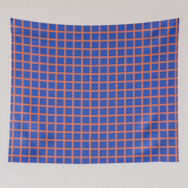 Item preview, Terra cotta & cerulean blue grid designed and sold by Mint + Midnight.