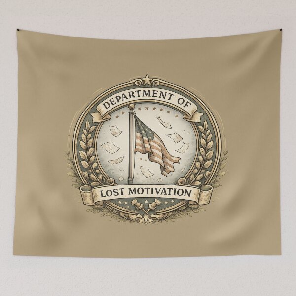 Item preview, Department of Lost Motivation Badge – Funny Burnout Office Humor, Government Parody designed and sold by MagicMakerPh⭐⭐⭐⭐⭐.