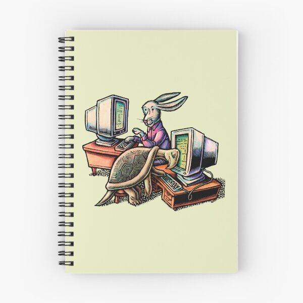 Item preview, tired turtle at office taking nap while rabbit works on computer designed and sold by LisaHaney.