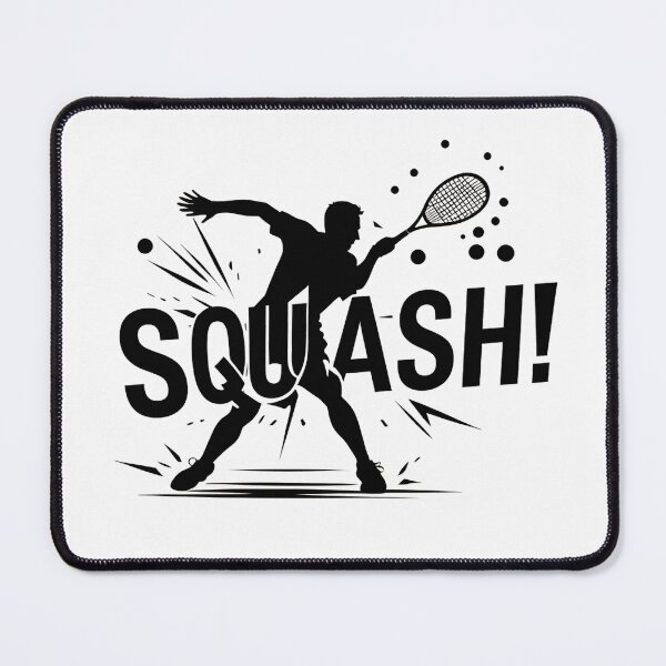 Item preview, Squash Player Fast Movement Black Silhouette Typography Design designed and sold by RareVisuals.