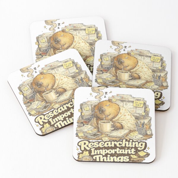 Item preview, Researching Important Things - Funny Sleepy Capybara Productivity Meme designed and sold by NarpLTD.