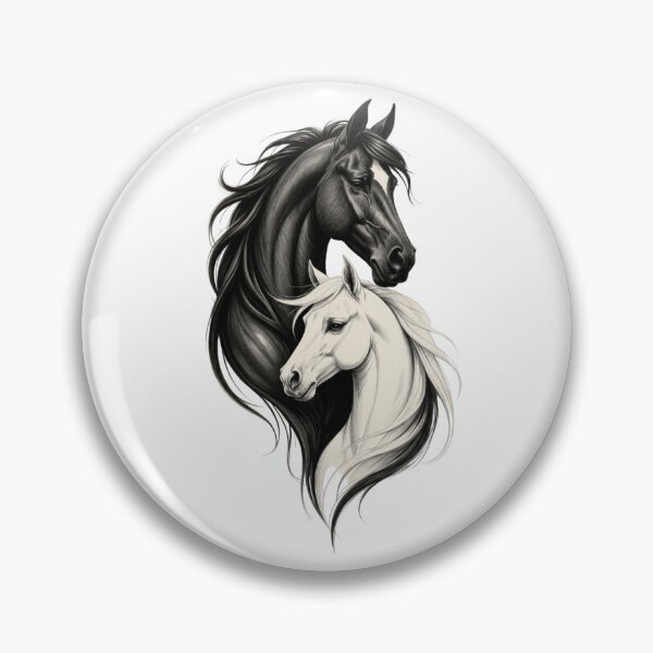 Item preview, Black and White Horses – Yin Yang Equine Art | Elegant Horse Illustration designed and sold by Redshop04.