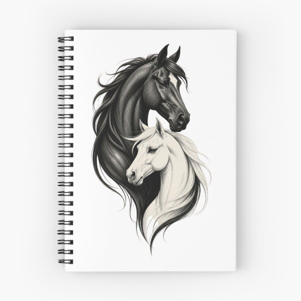 Item preview, Black and White Horses – Yin Yang Equine Art | Elegant Horse Illustration designed and sold by Redshop04.