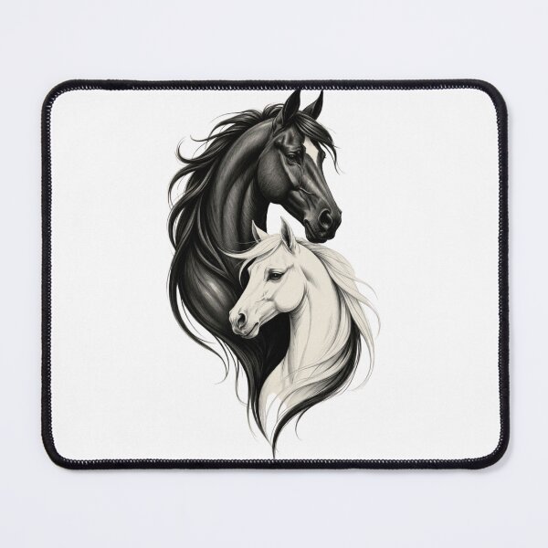 Item preview, Black and White Horses – Yin Yang Equine Art | Elegant Horse Illustration designed and sold by Redshop04.