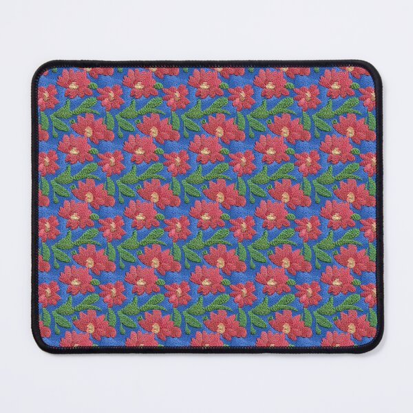 Item preview, Small coral flowers with green leaves on a blue background designed and sold by Beleza e Estilo.