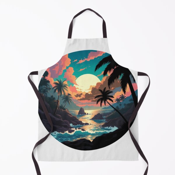 Item preview, Tropical Ocean Sunset with Palm Trees | Retro Island Paradise Landscape designed and sold by GalleryPeak.