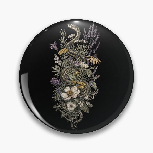 Item preview, Serpent Botanica , Dark Cottagecore Snake Floral Botanical Art Print designed and sold by NullSpacePrints.