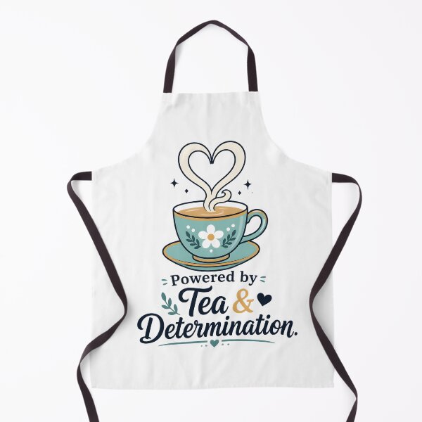 Item preview, Powered by Tea & Determination | Cute Floral Tea Cup Illustration | Cozy Aesthetic Motivational Quote | Tea Lover Sticker & T-Shirt Design designed and sold by ColorClouds.