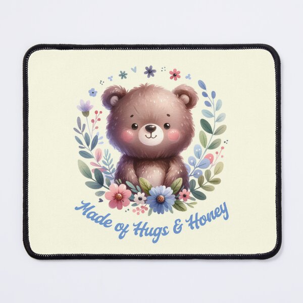 Item preview, Made of Hugs & Honey Cute Teddy Bear Floral Cottagecore Kawaii Design designed and sold by Sachie's Studio.