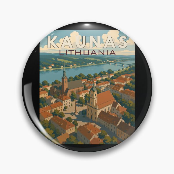 Item preview, Kaunas in Lithuania, Vintage Art Travel Landscape designed and sold by MaateoDesign.