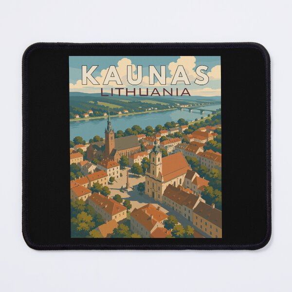 Item preview, Kaunas in Lithuania, Vintage Art Travel Landscape designed and sold by MaateoDesign.