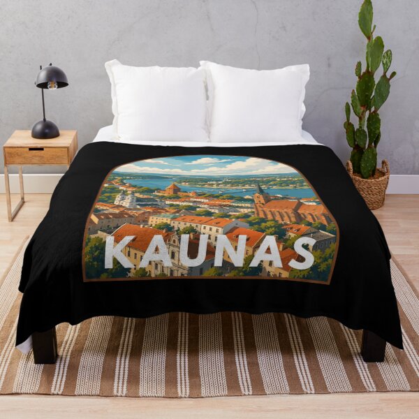 Item preview, Kaunas in Lithuania, Retro Art Travel Landscape Badge designed and sold by MaateoDesign.
