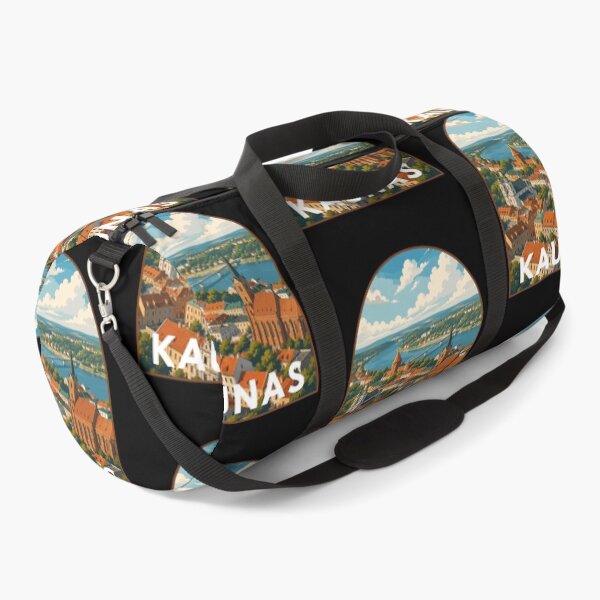Item preview, Kaunas in Lithuania, Retro Art Travel Landscape Badge designed and sold by MaateoDesign.