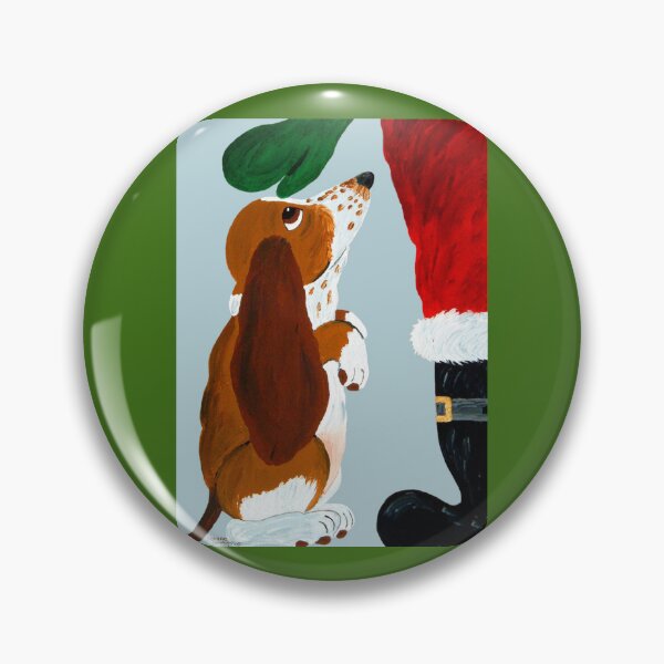 Item preview, Basset Hound Puppy getting a pet from Santa designed and sold by Squirreldumplings.