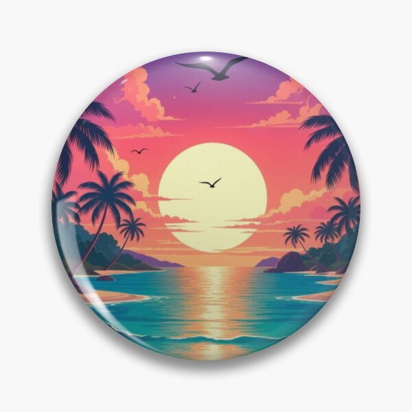 Item preview, Tropical Beach Sunset Paradise | Retro Ocean Landscape with Palm Trees designed and sold by GalleryPeak.