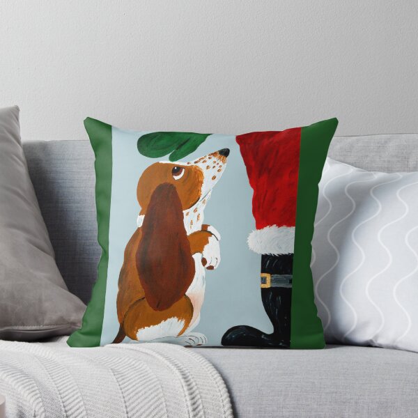 Item preview, Basset Hound Puppy getting a pet from Santa designed and sold by Squirreldumplings.