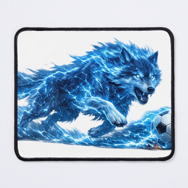 Item preview, Electric Blue Lightning Wolf Soccer Ball – Fierce Fantasy Football Art | Soccer Fan Gift designed and sold by irfanshikh.