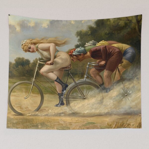 Item preview, Frenetic Bicycle Race Vintage Painting designed and sold by TeeARTHY.