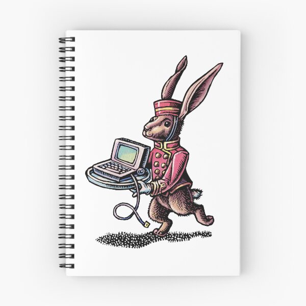 Item preview, rabbit dressed as hotel bellboy brings high speed internet laptop to guest on a tray designed and sold by LisaHaney.