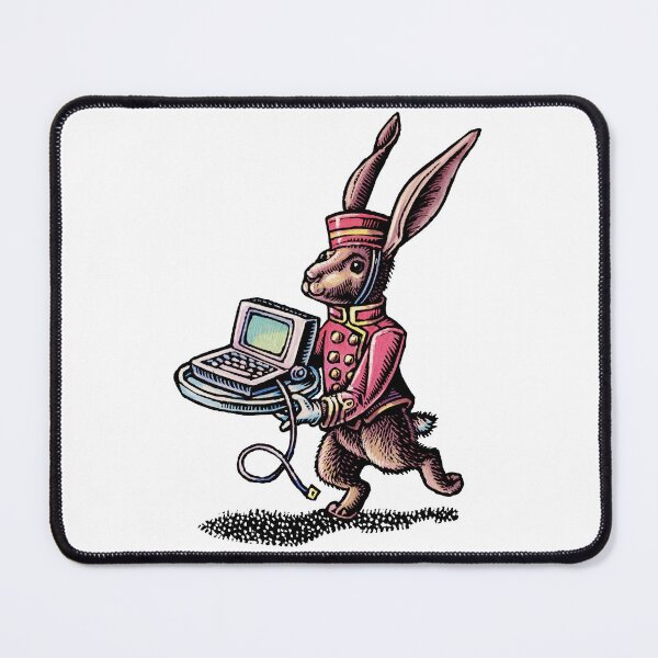 Item preview, rabbit dressed as hotel bellboy brings high speed internet laptop to guest on a tray designed and sold by LisaHaney.