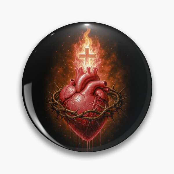 Item preview, Sacred Heart of Jesus with Crown of Thorns Christian Art designed and sold by PSYNOVA.