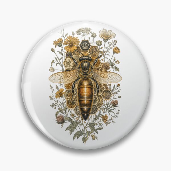 Item preview, The Beekeeper's Ghost , Dark Cottagecore Queen Bee Honeycomb Botanical Art Print designed and sold by NullSpacePrints.
