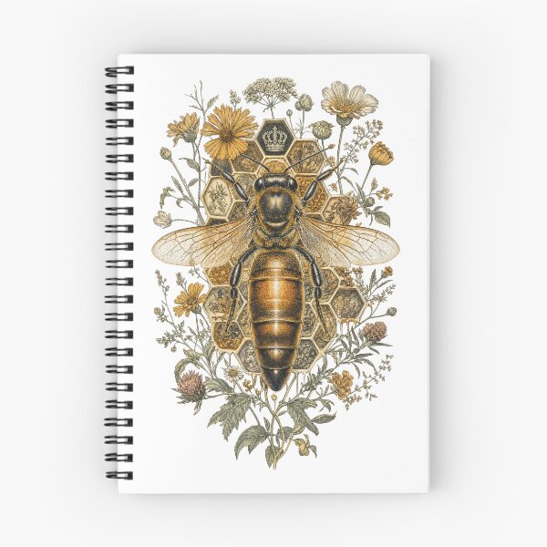Item preview, The Beekeeper's Ghost , Dark Cottagecore Queen Bee Honeycomb Botanical Art Print designed and sold by NullSpacePrints.