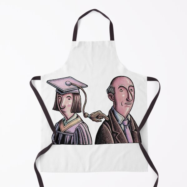 Item preview, the tassel on the graduation mortarboard of a young woman forms a hand shape and taps an older man on the shoulder to get his attention. designed and sold by LisaHaney.