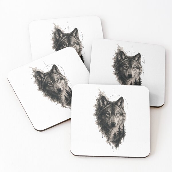 Item preview, Mystic Wolf Forest – Black & White Watercolor Wolf Art designed and sold by Redshop04.