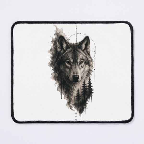 Item preview, Mystic Wolf Forest – Black & White Watercolor Wolf Art designed and sold by Redshop04.