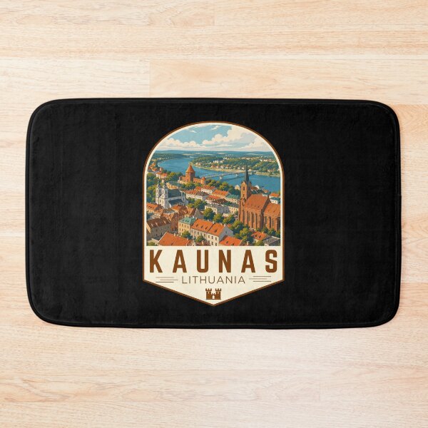 Item preview, Kaunas in Lithuania, Retro Travel Art Emblem designed and sold by MaateoDesign.