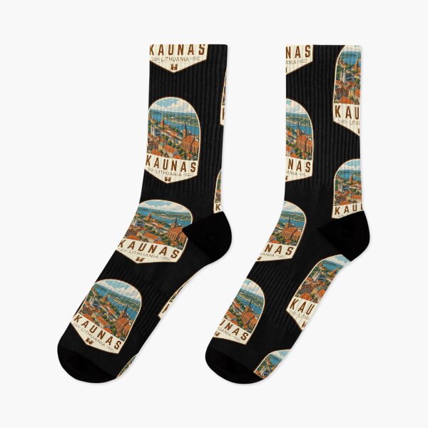 Item preview, Kaunas in Lithuania, Retro Travel Art Emblem designed and sold by MaateoDesign.