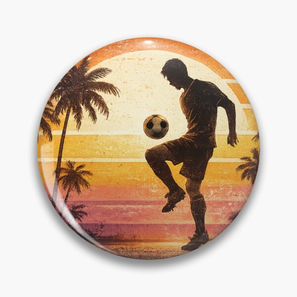 Item preview, Soccer Player Silhouette Sunset Palm Trees – Retro Vintage Football Art | Soccer Lover Gift designed and sold by irfanshikh.