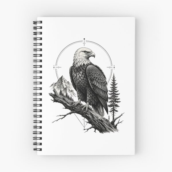 Item preview, Majestic Bald Eagle on Mountain Branch – Detailed Wildlife Illustration designed and sold by Redshop04.
