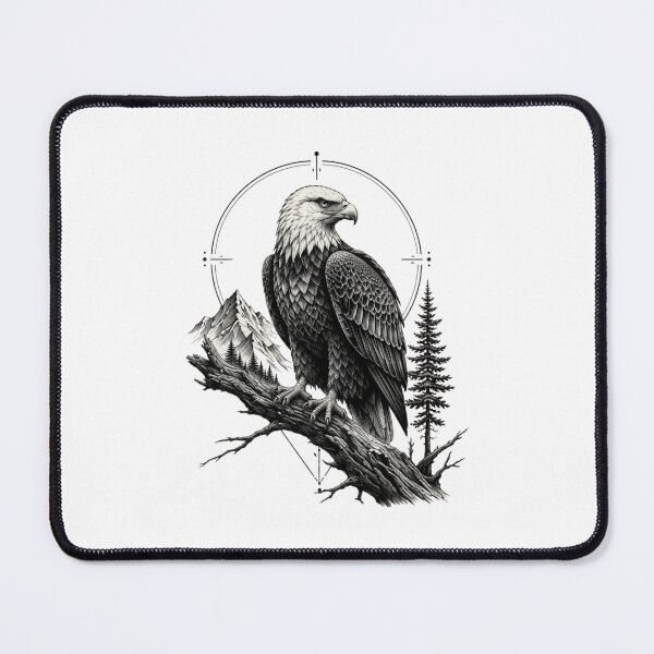 Item preview, Majestic Bald Eagle on Mountain Branch – Detailed Wildlife Illustration designed and sold by Redshop04.