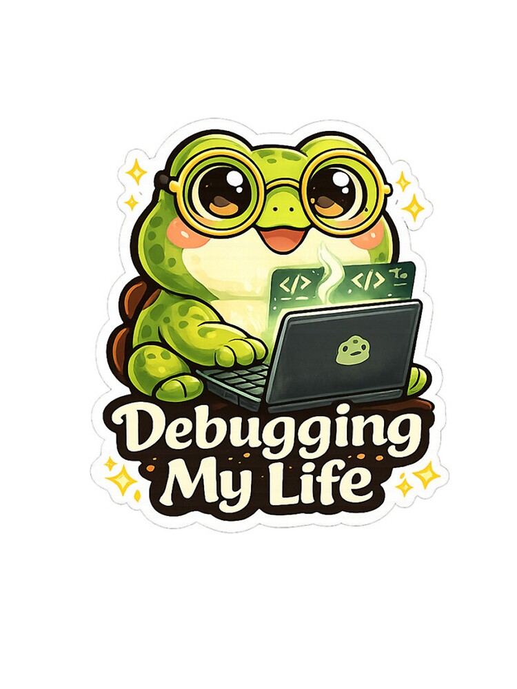 Thumbnail 4 of 4, iPhone Case, Cute Frog Programmer Sticker | Debugging My Life | Coding Gift designed and sold by LandlordsIndia.