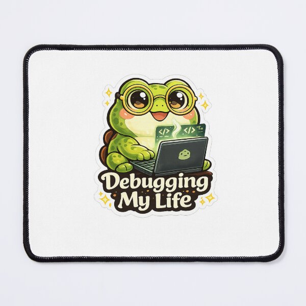 Item preview, Cute Frog Programmer Sticker | Debugging My Life | Coding Gift designed and sold by LandlordsIndia.