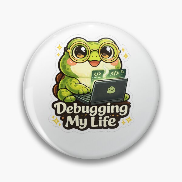 Item preview, Cute Frog Programmer Sticker | Debugging My Life | Coding Gift designed and sold by LandlordsIndia.