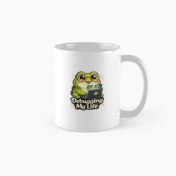 Item preview, Cute Frog Programmer Sticker | Debugging My Life | Coding Gift designed and sold by LandlordsIndia.